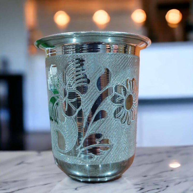 SIGARAM Pure German Silver Tumbler Glass for Home Pooja Decor K4398 - Image 1