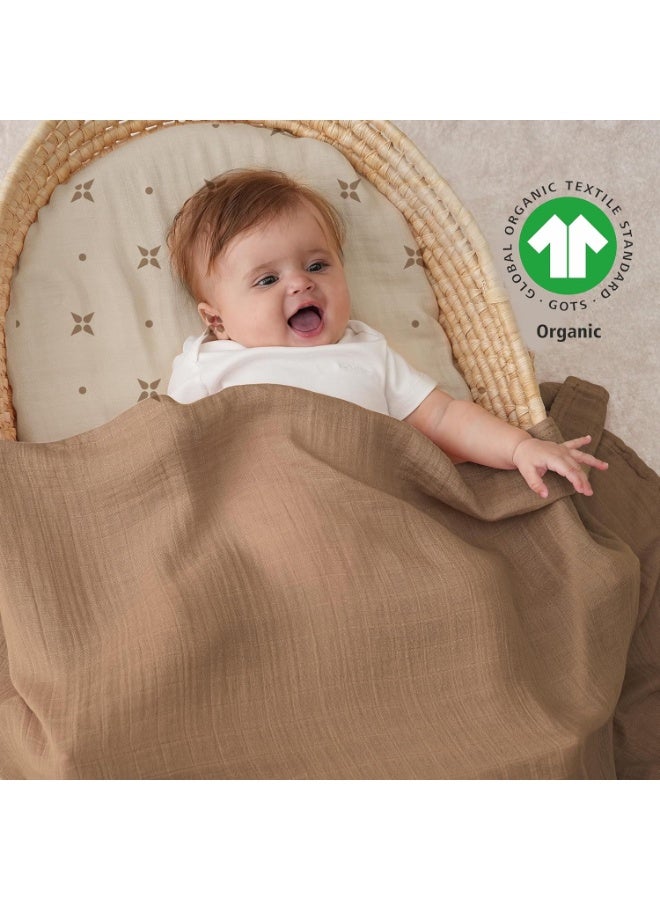 YOOFOSS Yoofoss Muslin Swaddle Blankets, 4-Pack Receiving Blankets for Baby Boys and Girls, 47 x 47 Inches Baby Neutral Swaddle Wrap 70% Rayon from Bamboo and 30% Organic Cotton Coffee & Leaves - Image 3