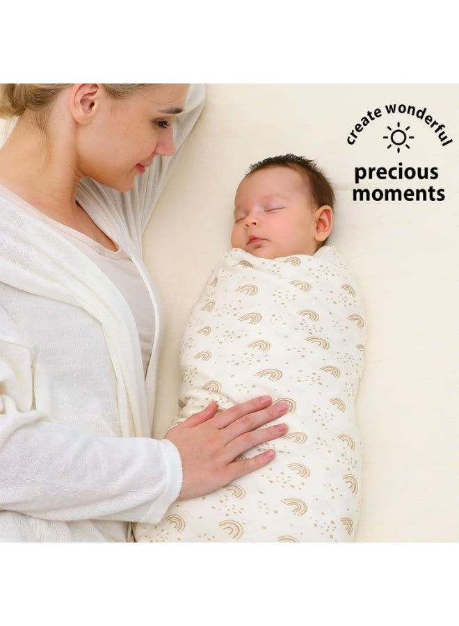 YOOFOSS Yoofoss Muslin Swaddle Blankets, 4-Pack Receiving Blankets for Baby Boys and Girls, 47 x 47 Inches Baby Neutral Swaddle Wrap 70% Rayon from Bamboo and 30% Organic Cotton Coffee & Leaves - Image 4
