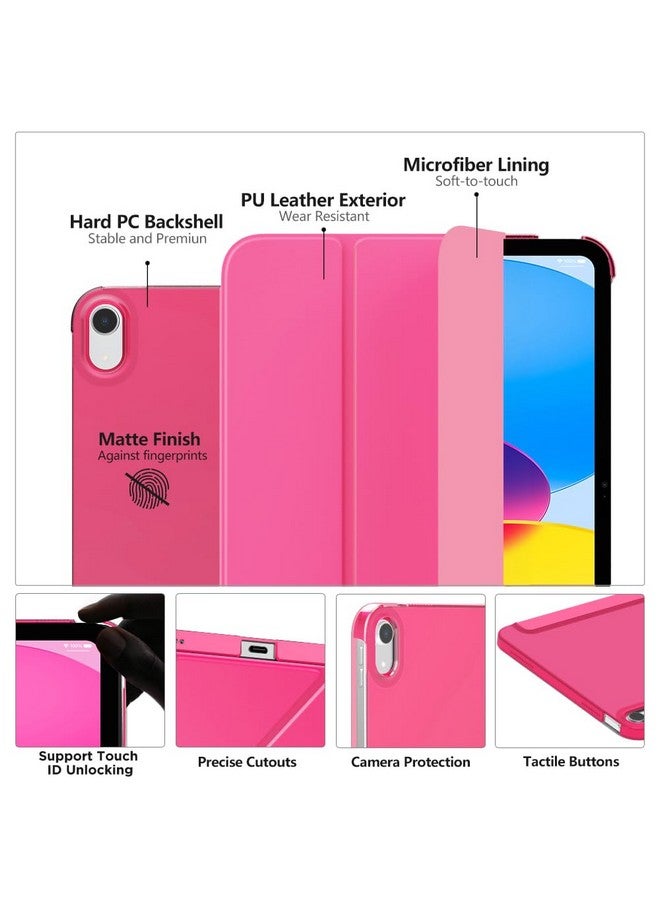 موكو جراب MoKo لجهاز iPad (A16) من الجيل الحادي عشر مقاس 11 بوصة 2025، جراب iPad من الجيل العاشر مقاس 10.9 بوصة 2022، جراب ذكي رفيع من البولي كربونات الصلب بغطاء خلفي شفاف، يدعم Touch ID، خاصية الإيقاظ/السكون التلقائي، وردي فارسي - Image 2