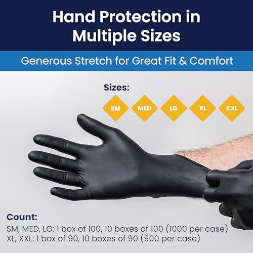 Adenna DLG675 Dark Light 9 mil Nitrile Powder Free Exam Gloves (Black, Medium) Box of 100 - Image 5