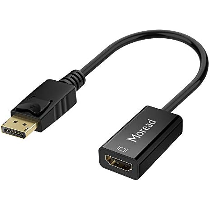 Moread DISPLAYPORT TO HDMI ADAPTER, GOLD-PLATED DISPLAY PORT TO HDMI CONVERTER, DP TO HDMI CORD (MALE TO FEMALE) COMPATIBLE WITH COMPUTER, DESKTOP, LAPTOP, PC, MONITOR, PROJECTOR, HDTV - BLACK - Image 1