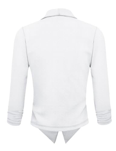 Hybrid & Company Lightweight Open Front Cardigan Classic Ruched Sleeve Work Office Blazer Suit Jackets JK1133X White 2X - Image 4