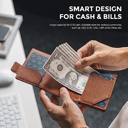 VULKIT Mens Wallet for AirTag Pop Up Wallet RFID Blocking Top Grain Leather Wallet for Cash & Credit Cards Minimalist Wallet for Mens (Airtag NOT Included) - Image 3