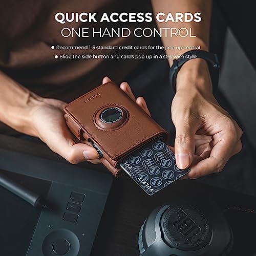 VULKIT Mens Wallet for AirTag Pop Up Wallet RFID Blocking Top Grain Leather Wallet for Cash & Credit Cards Minimalist Wallet for Mens (Airtag NOT Included) - Image 2