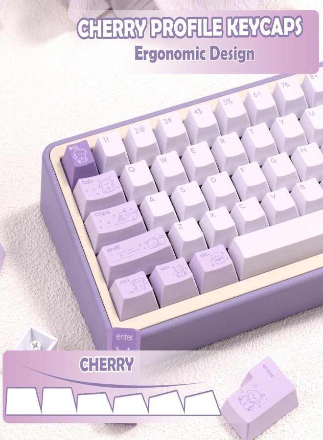 TIMSEKER Minimalist Cute PBT Keycap, Light Purple Cherry Profile Custom Key Cap for Mechanical Gaming Keyboard, 145 Keys Dye Sublimation Keycap Set - Image 5