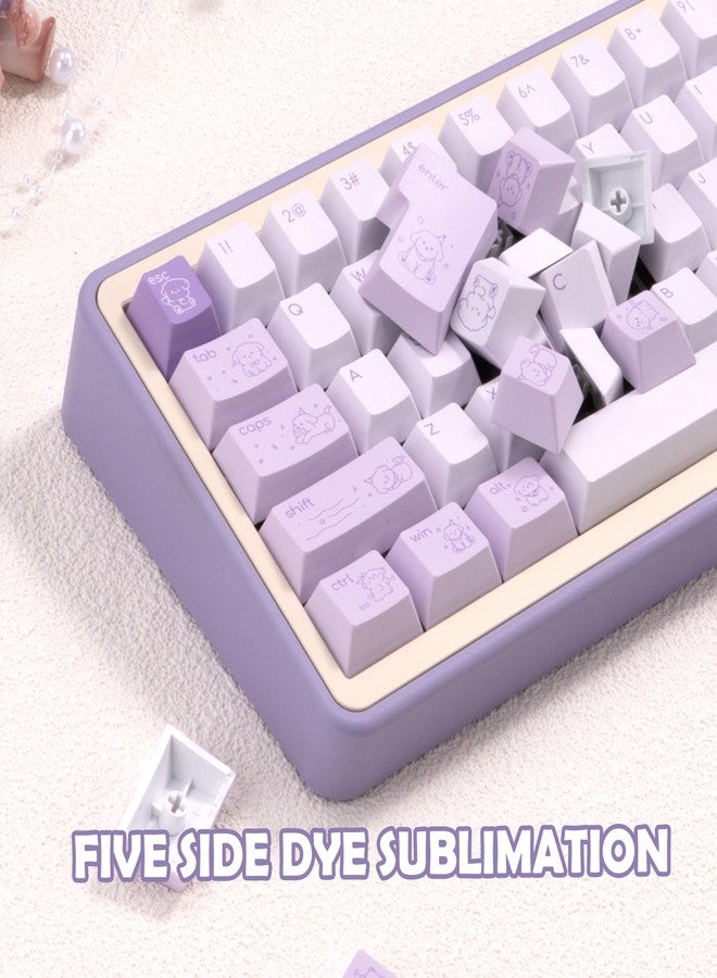 TIMSEKER Minimalist Cute PBT Keycap, Light Purple Cherry Profile Custom Key Cap for Mechanical Gaming Keyboard, 145 Keys Dye Sublimation Keycap Set - Image 4