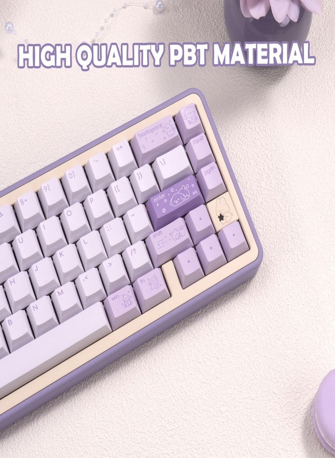 TIMSEKER Minimalist Cute PBT Keycap, Light Purple Cherry Profile Custom Key Cap for Mechanical Gaming Keyboard, 145 Keys Dye Sublimation Keycap Set - Image 3