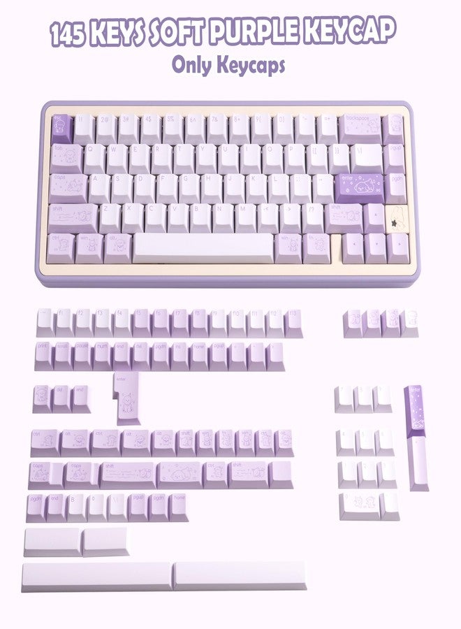 TIMSEKER Minimalist Cute PBT Keycap, Light Purple Cherry Profile Custom Key Cap for Mechanical Gaming Keyboard, 145 Keys Dye Sublimation Keycap Set - Image 2