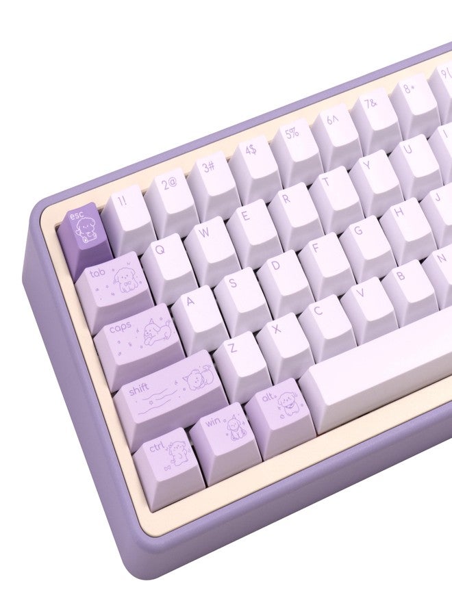 TIMSEKER Minimalist Cute PBT Keycap, Light Purple Cherry Profile Custom Key Cap for Mechanical Gaming Keyboard, 145 Keys Dye Sublimation Keycap Set - Image 1