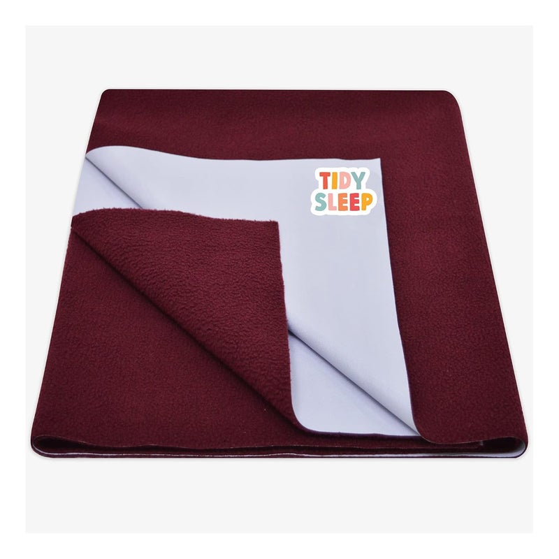 Tidy Sleep Instadry AntiPiling Fleece Extra Absorbent Quick Dry Sheet for New Born Babies Cotton Bed Protector Mattress Pack of 1 Maroon Medium 100x70 cm