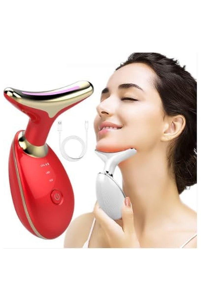 Kimaya Facial Neck Lifting Machine Sonic Face Massager Beauty Device,Wrinkles Remover Skin Rejuvenation Anti-aging Rechargeable 3 Modes, Red - Image 1
