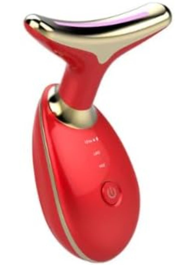 Kimaya Facial Neck Lifting Machine Sonic Face Massager Beauty Device,Wrinkles Remover Skin Rejuvenation Anti-aging Rechargeable 3 Modes, Red - Image 4