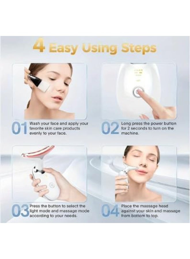 Kimaya Facial Neck Lifting Machine Sonic Face Massager Beauty Device,Wrinkles Remover Skin Rejuvenation Anti-aging Rechargeable 3 Modes, Red - Image 5