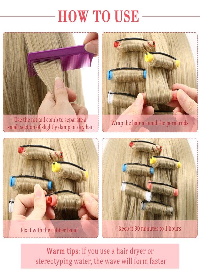WILLBOND 72 Pieces Hair Perm Rods Set, Short Plastic Perming Rods Cold Wave Rods 6 Sizes Hair Curling Rollers with 1 Piece Steel Pintail Hair Comb for Hairdressing Hair Styling - Image 3