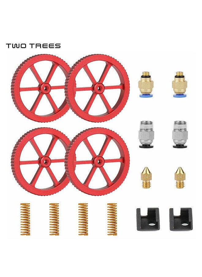 Two Trees - 3D Printer Kit Hand Twist Leveling Nut with 2pcs PC4-M6 Pneumatic Fittings 2pcs PC4-M10 Pneumatic Fittings 4pcs Heated Bed Springs for Creality Ender-3/Ender-3 Pro/ CR-10 Series 3D Printer - Image 1