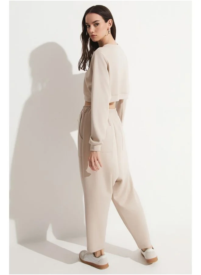 JUNE June Sweatpant - Sweatshirt Set Stone