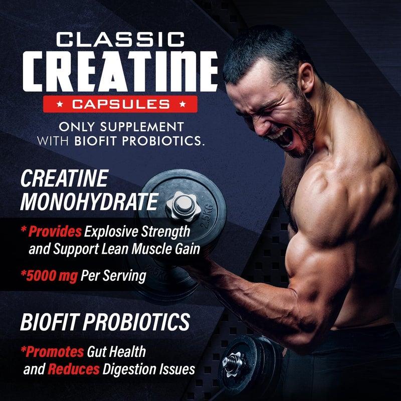 Old School Labs 5000mg Creatine Monohydrate Capsules With BioFit Max Strength Supports Muscle Growth  Recovery Performance Cognitive Health  Creatine Pills for Men  Women Made in USA 180 Caps - Image 2