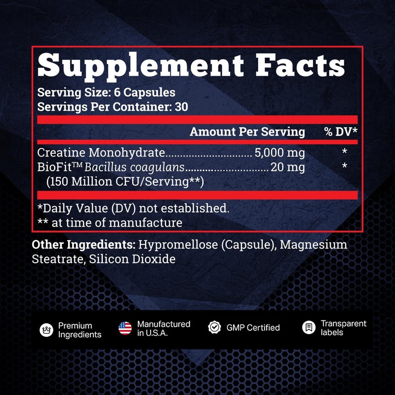 Old School Labs 5000mg Creatine Monohydrate Capsules With BioFit Max Strength Supports Muscle Growth  Recovery Performance Cognitive Health  Creatine Pills for Men  Women Made in USA 180 Caps - Image 3