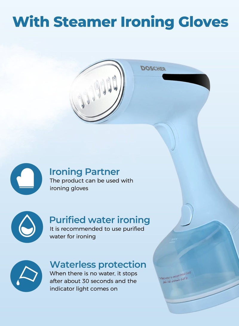 DOSCHER Upgrade 1600W Handheld Garment Steamer – Portable Steam Iron with 3 Heat Levels, 25s Fast Heat-Up & Wrinkle  Remover - Image 3
