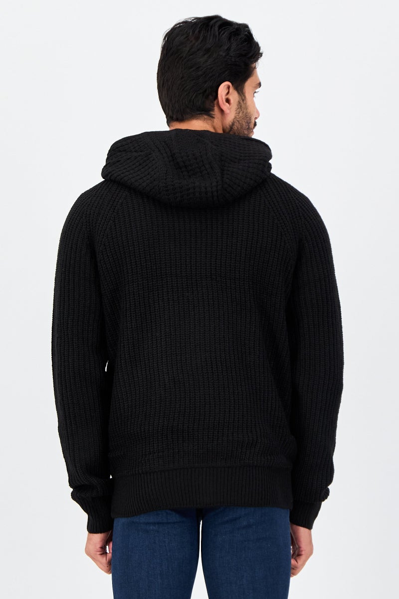 Threadbare Men Knitted Hood Sweater, Black - Image 3