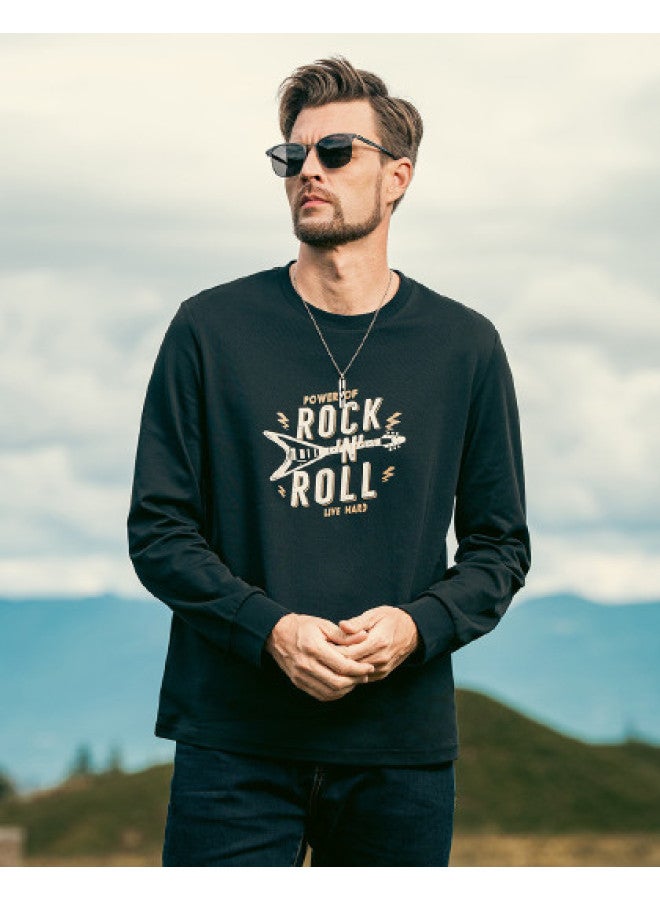 G Heavyweight Cotton Long Sleeve T-shirt For Men - Youth 2025 Spring/autumn Trendy Printed Top Men's Tee - Image 1