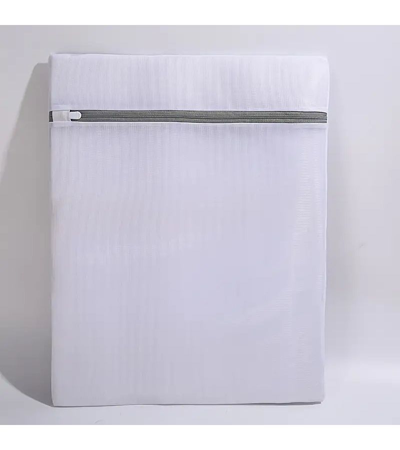 2 Pack Large Reusable Zippered Laundry Bag 23.62 Inch Polyester White Multipurpose - Image 3