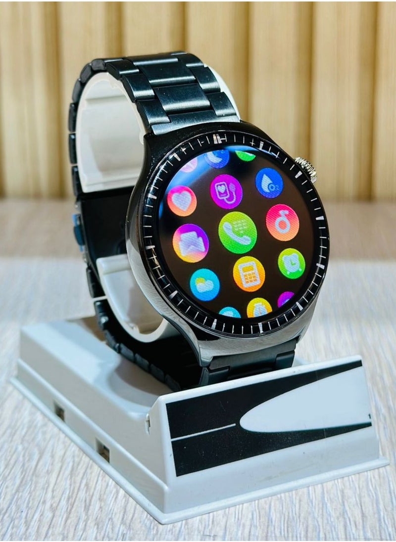 Generic - Rock 27 HD Round Display Stainless Steel Smartwatch with 2 bands, Compatible for Android & iOS - Image 1