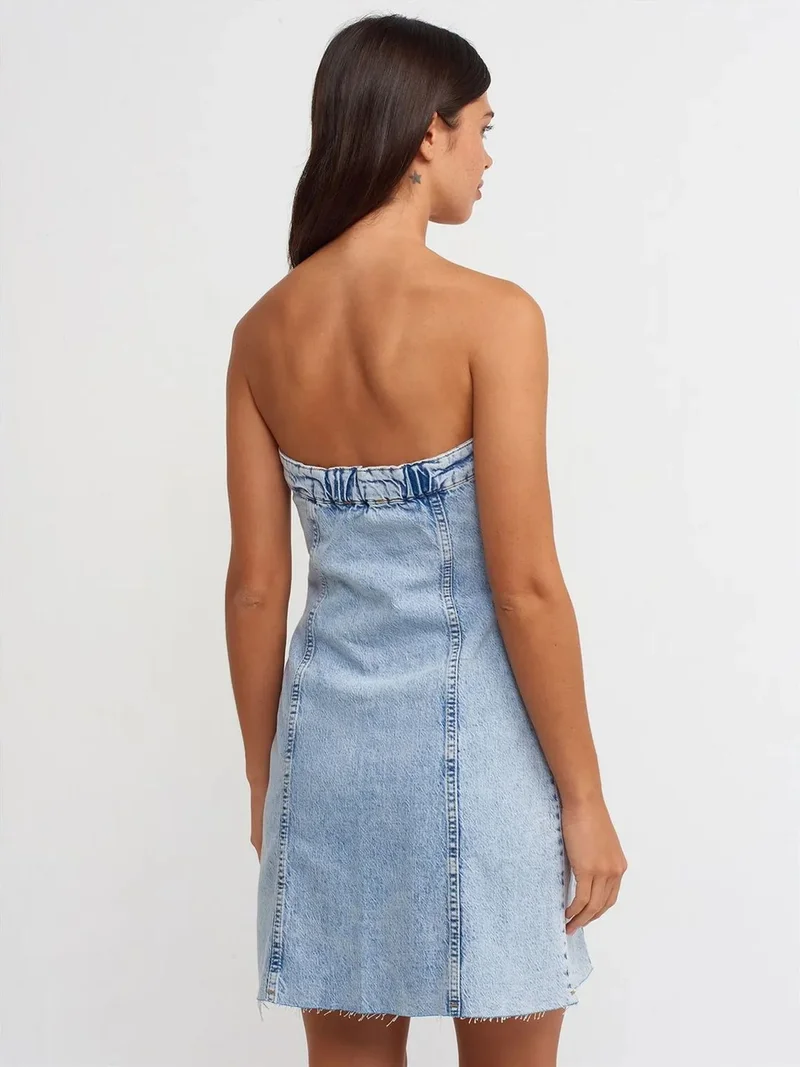 ديلفين Dilvin Strapless Mini Denim Dress