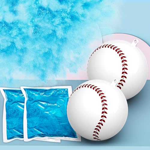 POPUPARTY 2 Pack Gender Reveal Baseball with Blue Powder Kit for Baby Gender Reveal Decoration - Image 1