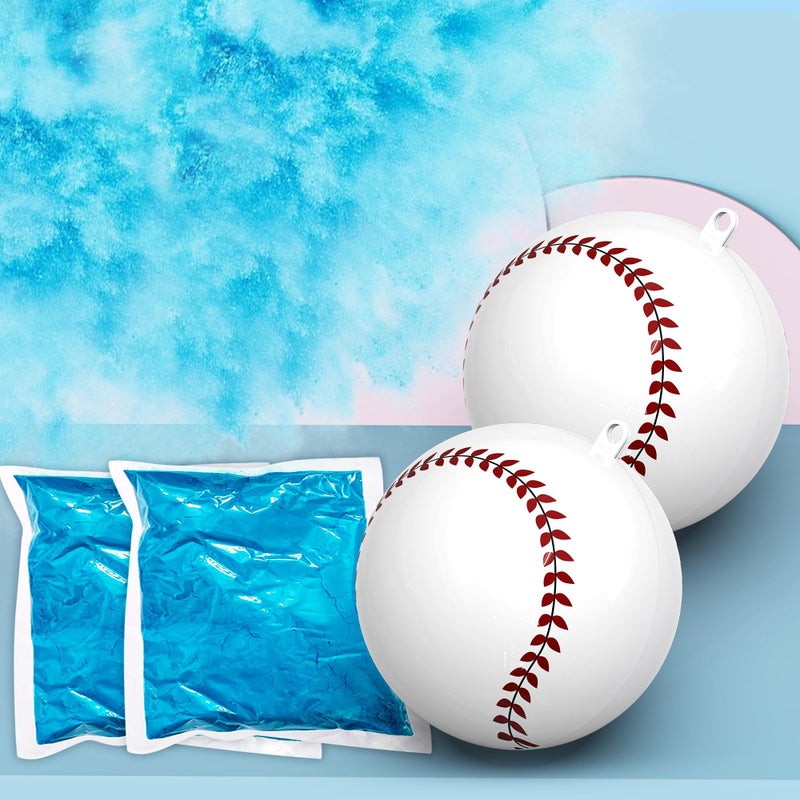 POPUPARTY 2 Pack Gender Reveal Baseball with Blue Powder Kit for Baby Gender Reveal Decoration - Image 2