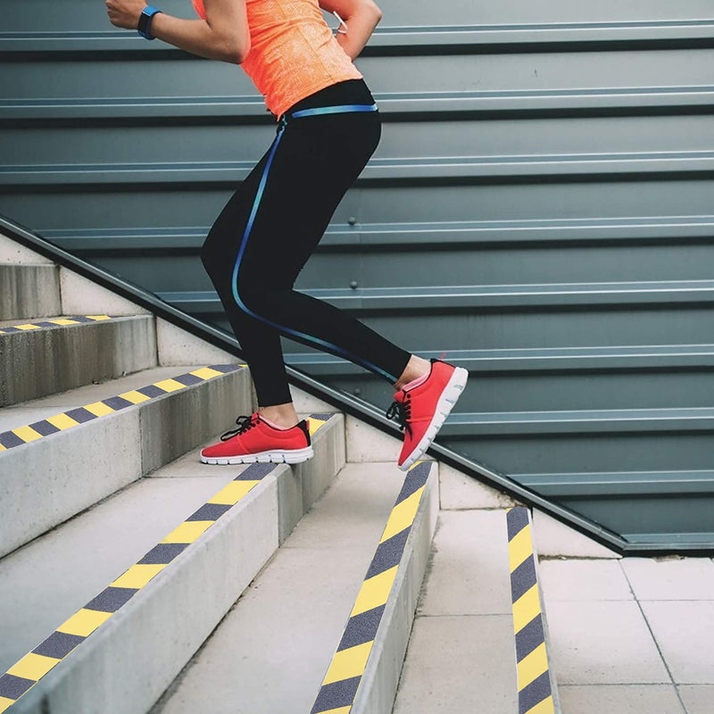 Dotpot Anti-Skid Tape for Stairs Grip Tape for Outdoor/Indoor Stairs Steps Floor Ramps Heavy Duty Adhesive Non Slip Tape | Safety Anti Slip Tape | Black-Yellow, 10 Mx100MM - Image 4