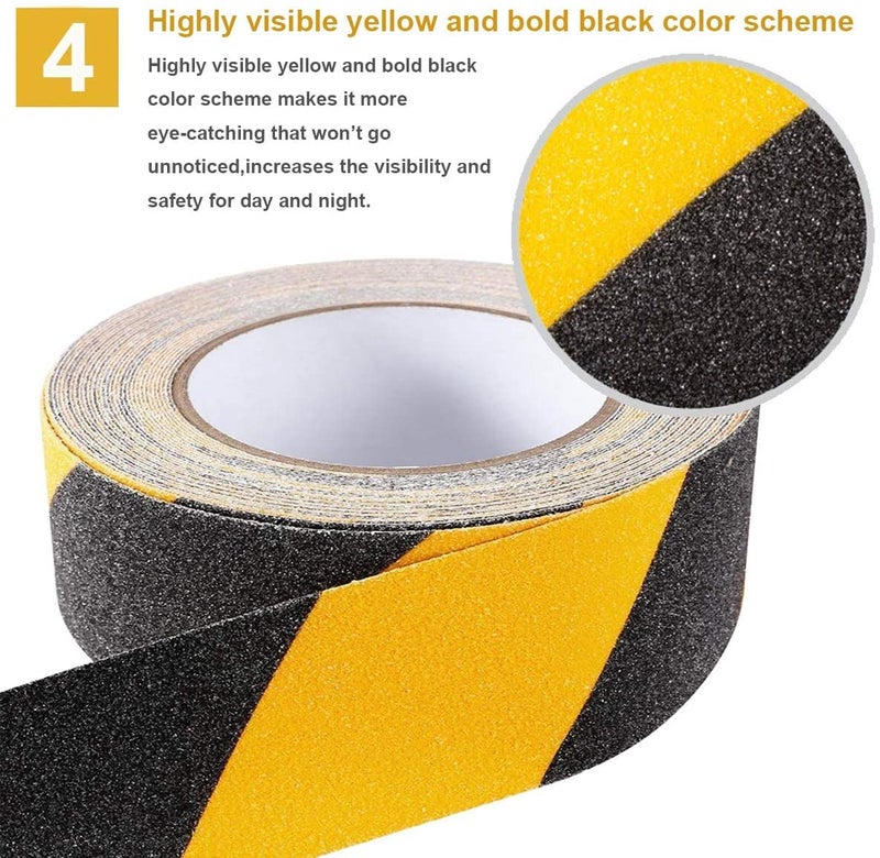 Dotpot Anti-Skid Tape for Stairs Grip Tape for Outdoor/Indoor Stairs Steps Floor Ramps Heavy Duty Adhesive Non Slip Tape | Safety Anti Slip Tape | Black-Yellow, 10 Mx100MM - Image 3