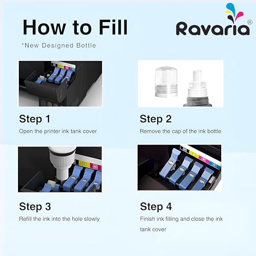Ravaria 008 Compatible Ink For Epson Printer L15150, L15180, L6460, L6490, L6570, L6580, M15140, And M15180 (008 Ink Set 4 Color, Multi-Color Pack) - Image 4