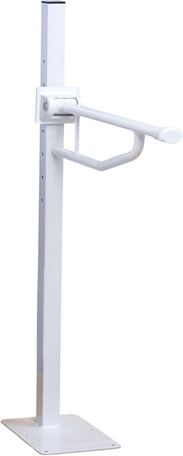 HOMECRAFT Devon Elite Folding Support Rail Disabled Toilet Handle Safety Toilet Rails for Elderly Adults Handles for Shower Floor Mounted Bathroom Grab Bar for Stability Support - Image 1