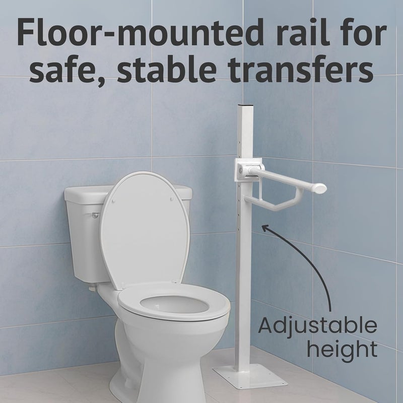 HOMECRAFT Devon Elite Folding Support Rail Disabled Toilet Handle Safety Toilet Rails for Elderly Adults Handles for Shower Floor Mounted Bathroom Grab Bar for Stability Support - Image 5