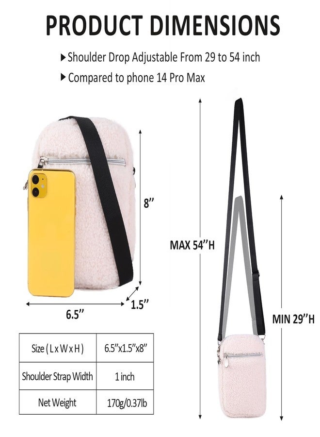 COVAX Small Crossbody Bag Purse for Women, Trendy Fleece Shoulder Handbags, Cell Phone Crossbody Bags with Credit Card Slots, White - Image 4