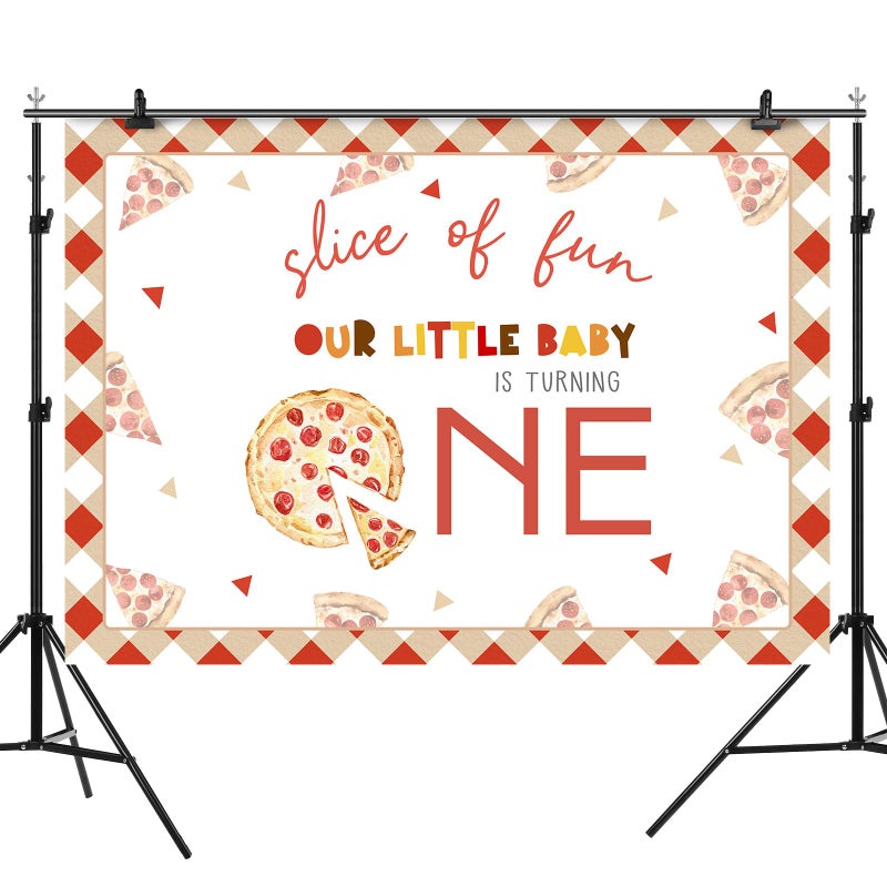 Rsuuinu Pizza 1st Birthday Photography Backdrop, 7x5ft, Soft Fabric, Red, Birthday Occasion, No Stand Included - Image 5