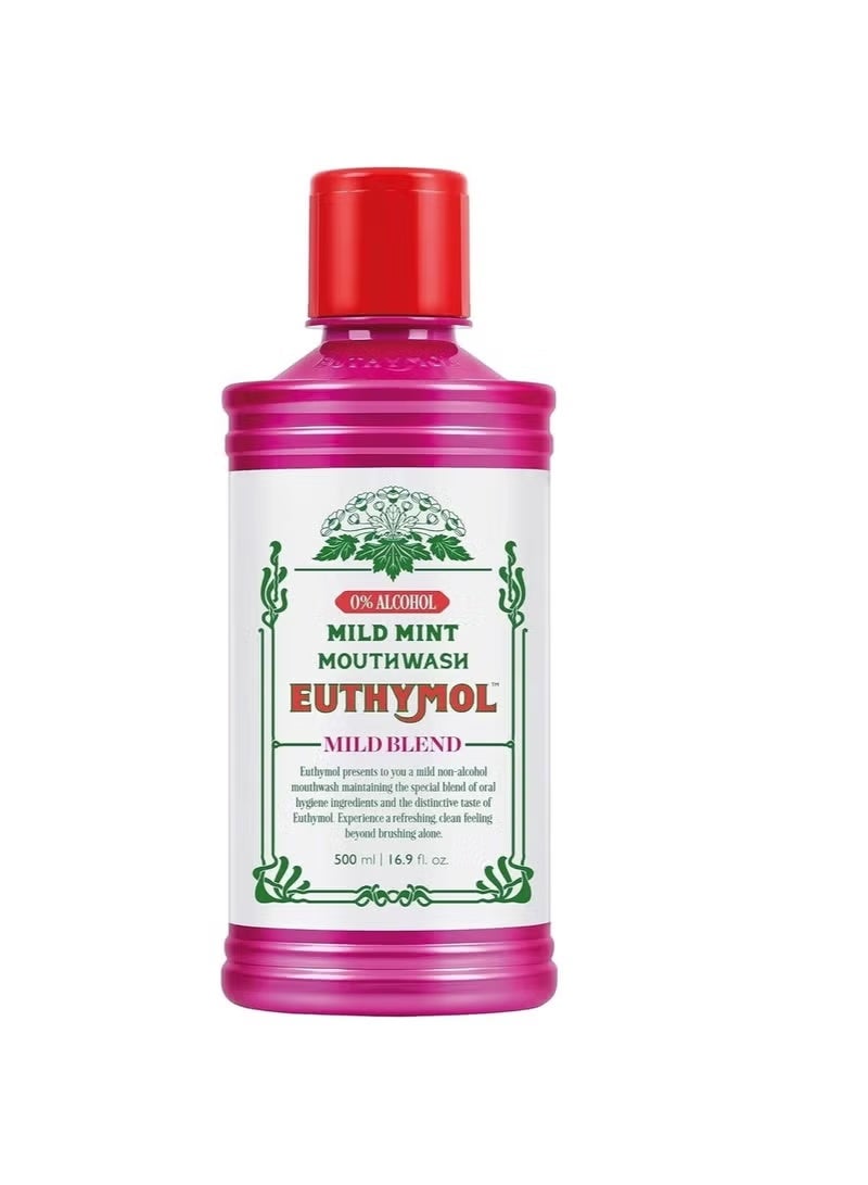 Euthymol Mouthwash Mild Mint 0% Alcohol Free 500ml - Image 1