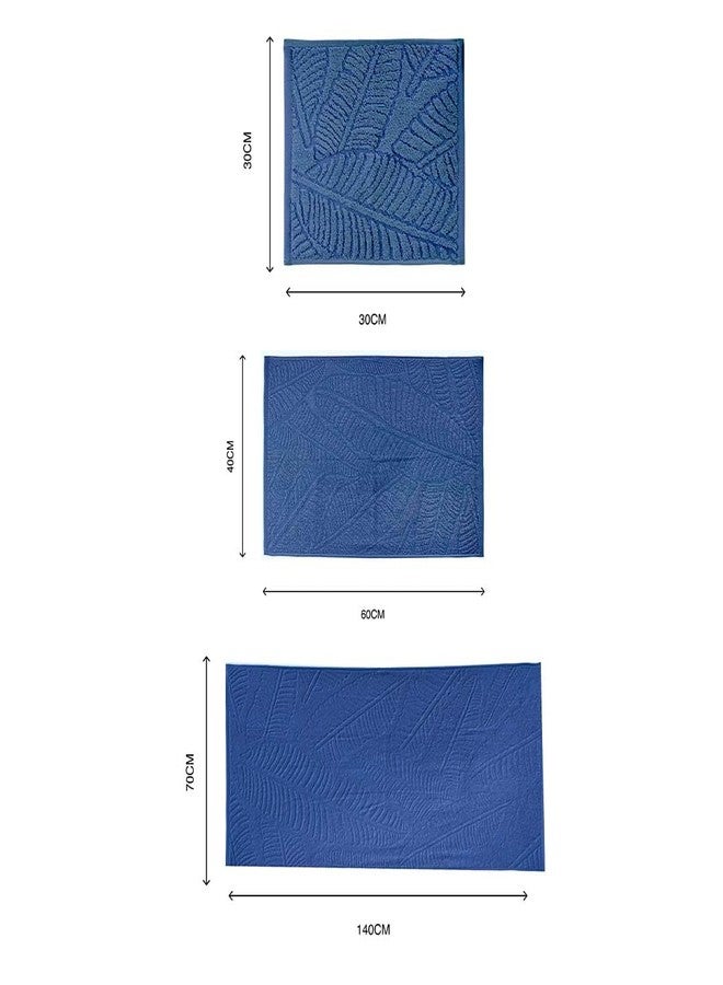 MUSA Banana Towels | 400 GSM Terry Towel Set of 3-1 Bath Towel | 1 Hand Towels | 1 Face Towels with Free Bag | Terry Towels for Bath Large Size | Towel for Men, Women (Midnight Blue) - Image 3