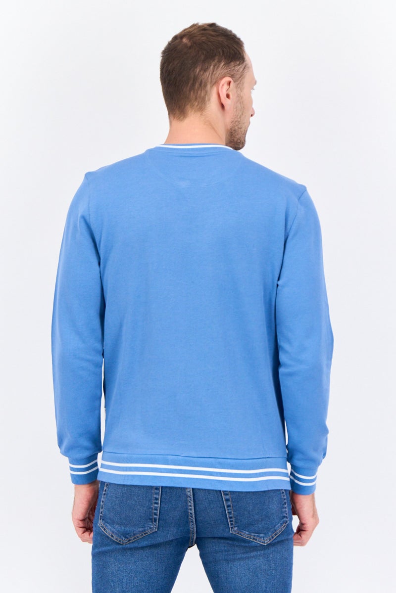 Sorbino Men Crew Neck Solid Long Sleeves Sweatshirt, Slate Blue - Image 3