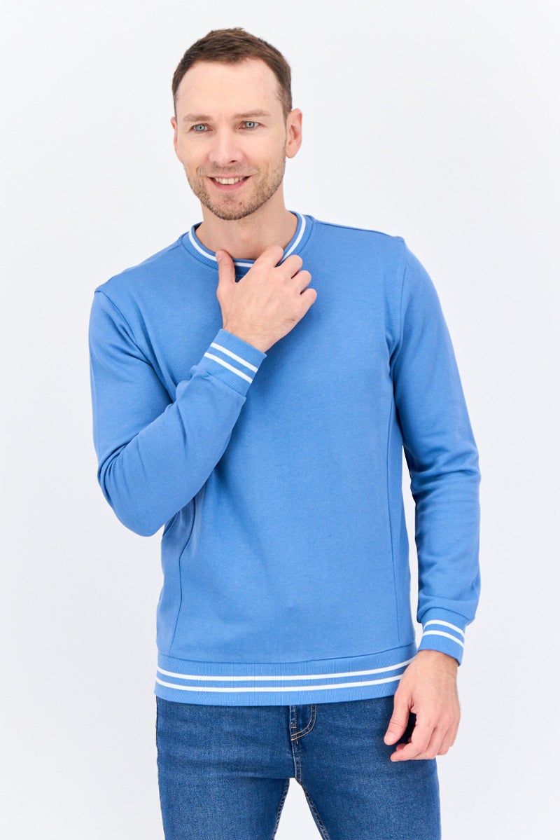 Sorbino Men Crew Neck Solid Long Sleeves Sweatshirt, Slate Blue - Image 1