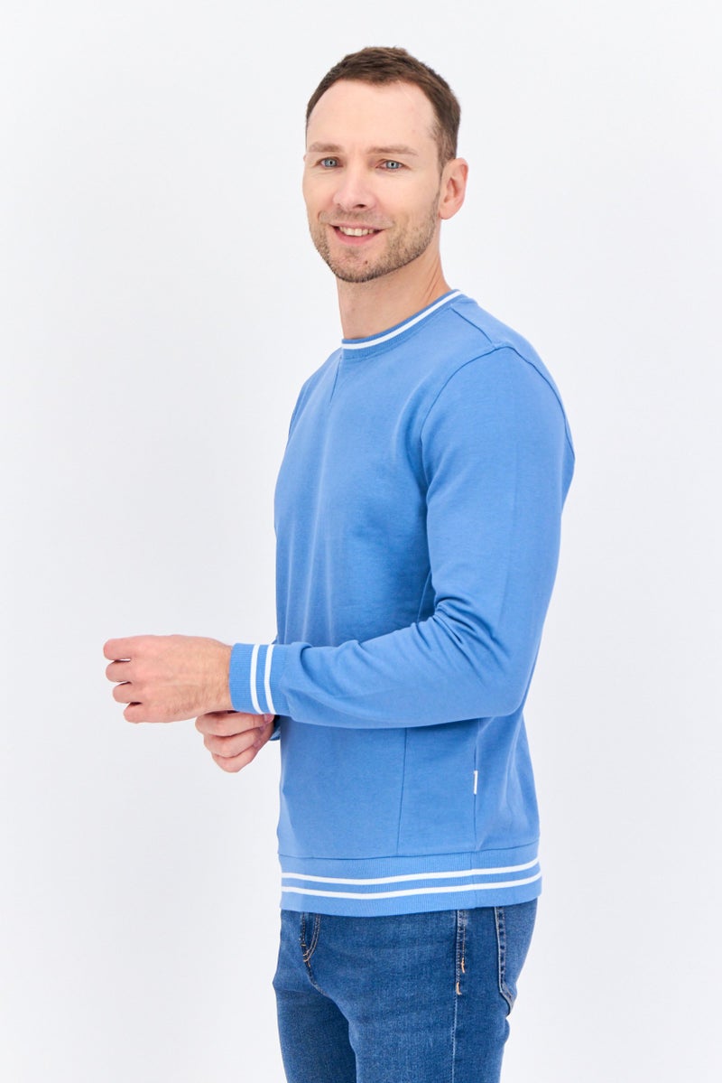 Sorbino Men Crew Neck Solid Long Sleeves Sweatshirt, Slate Blue - Image 4