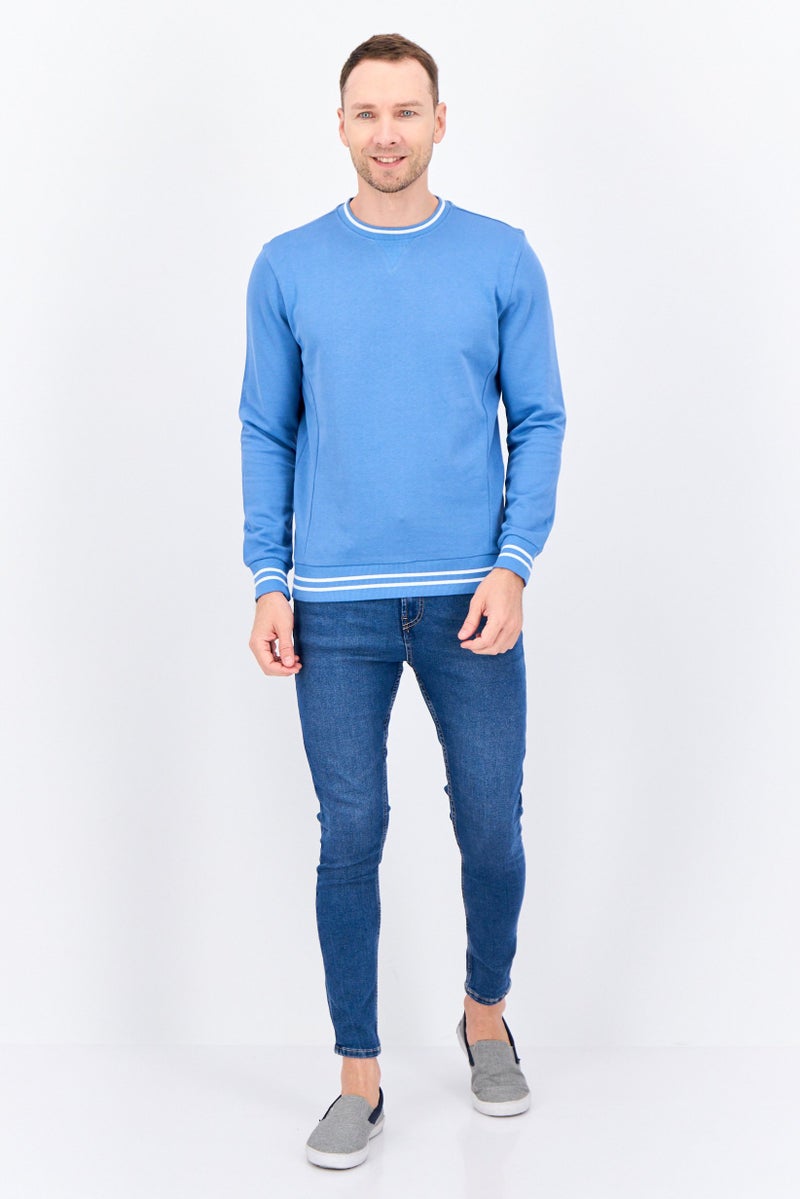 Sorbino Men Crew Neck Solid Long Sleeves Sweatshirt, Slate Blue - Image 2