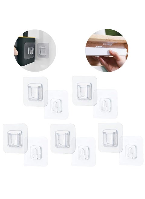 5 Pairs Double-Sided Adhesive Wall Hooks Wall-Sticking Hooks Without Punching and Nails, Waterproof and Oil-Proof for Bathroom and Kitchen, Self-Adhesive Hooks.