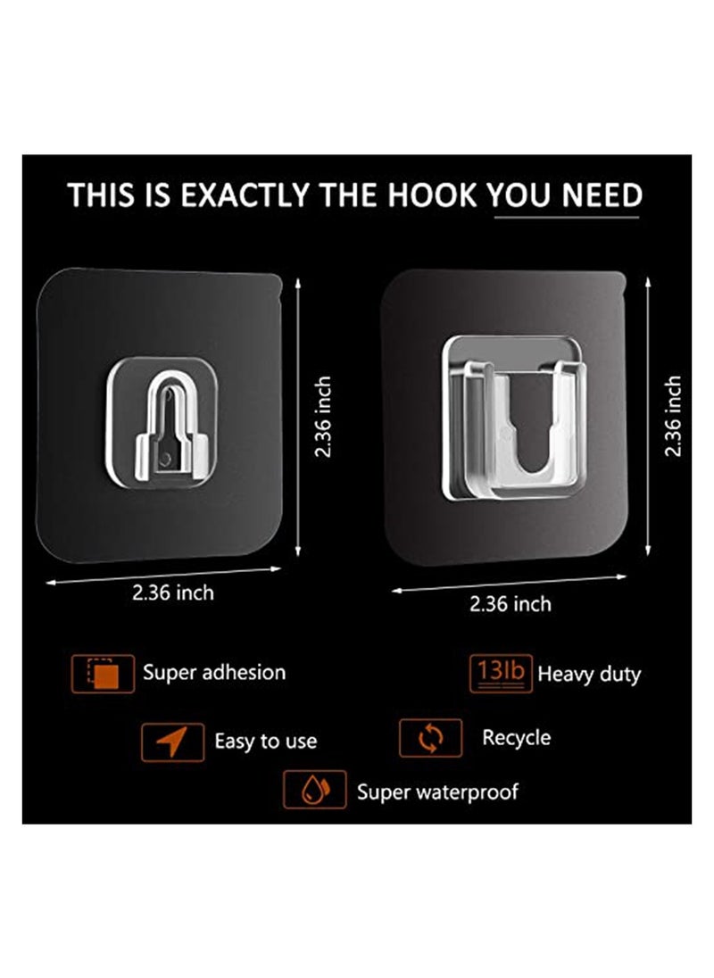 5 Pairs Double-Sided Adhesive Wall Hooks Wall-Sticking Hooks Without Punching and Nails, Waterproof and Oil-Proof for Bathroom and Kitchen, Self-Adhesive Hooks.