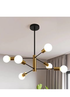 GEADI Modern Chandeliers for Dining Room Ceiling Light Fixture Black and Gold Chandelier 6 Light Sputnik Chandeliers Mid Century Pendant Light for Living Room Kitchen Island Bedroom Foyer  - Image 1