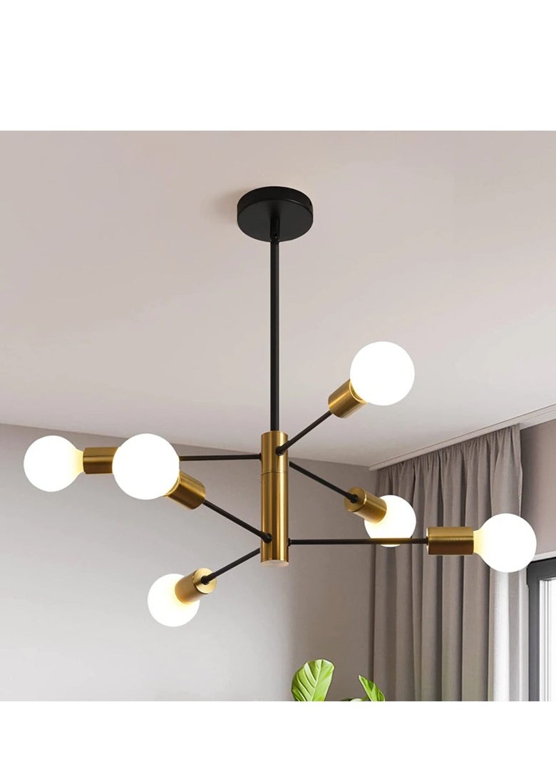 GEADI Modern Chandeliers for Dining Room Ceiling Light Fixture Black and Gold Chandelier 6 Light Sputnik Chandeliers Mid Century Pendant Light for Living Room Kitchen Island Bedroom Foyer  - Image 1