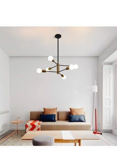 GEADI Modern Chandeliers for Dining Room Ceiling Light Fixture Black and Gold Chandelier 6 Light Sputnik Chandeliers Mid Century Pendant Light for Living Room Kitchen Island Bedroom Foyer  - Image 2