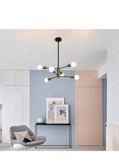 GEADI Modern Chandeliers for Dining Room Ceiling Light Fixture Black and Gold Chandelier 6 Light Sputnik Chandeliers Mid Century Pendant Light for Living Room Kitchen Island Bedroom Foyer  - Image 4